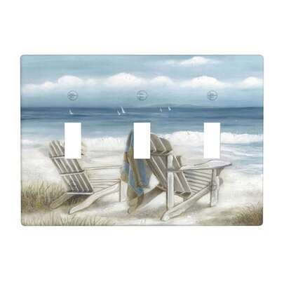 Triple Light Switch Cover Plate 3 Gang Toggle Switch Plate Decorative Wall Plate Accessories, Standard Size, 4.50 X 6.38 Inch, Abstract Seascape