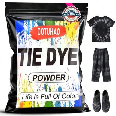 Tie Dye Powder Black For Clothes Fabric Dye Permanent Washfast Powder Tie Dyes Creative Dyes For Clothes Black 2 OZ
