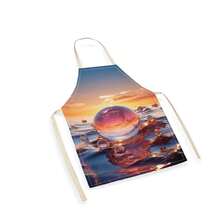 1件水花图案围裙，创意趣味时尚印花围裙，厨房烹饪清洁围裙，创新家居围裙 - 彩色 - 查看 4