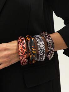 1件复古几何不对称豹纹树脂手链，优雅奢华，适合日常休闲、度假、派对、约会、节日生日等场合，百搭饰品礼品。 - 手鐲 - 查看 1