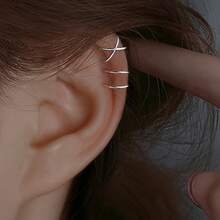 2 chiếc khuyên tai kẹp vành tai thời trang tối giản, cá tính, đa năng, thiết kế đường nét đơn giản, phù hợp cho phụ nữ đeo hàng ngày. - Nhiều màu - Xem 2