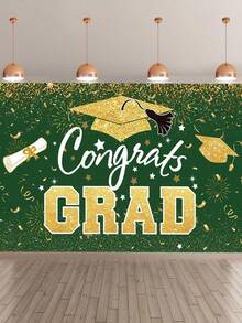 Decoración para fiesta de graduación 2026 - Pancarta de fondo "Felicitaciones Clase de 2026" en verde y dorado, letrero grande, decoración de pared, fondo para fotos, suministros para fiesta de graduación 2026 - Multicolor 4 - Ver 5