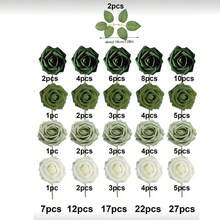 7/12/17/22/27PCS Artificial Flowers, Foam Roses With Stems, Suitable For DlY Wedding Bouquets, Bridal Shower Centerpieces, Floral Arrangements, Party Table Decor, Home Decor (OPP Bag Packaging, No Box) - Green - View 10