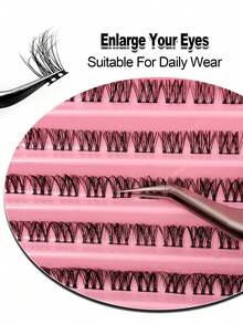 Rikuaild 120片D型卷翘蓬松簇状假睫毛，柔软轻盈，自然交叉设计 - D - 查看 7