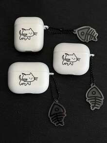 1 chiếc ốp tai nghe hình cá trê đen trong suốt, tương thích với Apple 1/2, 3, Pro, Pro 2/4. - Đen và trắng - Xem 2