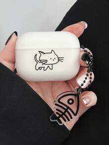 1 chiếc ốp tai nghe hình cá trê đen trong suốt, tương thích với Apple 1/2, 3, Pro, Pro 2/4. - Đen và trắng - Xem 8