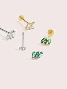 1 Pair Fashionable Minimalist Square Crystal Stud Earrings, Suitable For Daily Wear - Square Drill - View 3