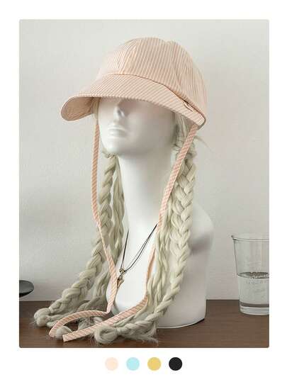 Striped Sun-Shading Bucket Hat For Women, Sweet & Fresh, Lightweight, Outdoor UV Protection, Quick-Drying, Breathable, Striped Face-Covering Bucket Hat For Spring & Summer