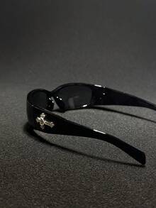 Diamond Heart Cross 1pc Retro Men's Fashion Glasses, Decorative Eyeglasses For All Seasons, Beach & Party - Multicolor - View 3