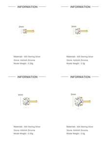 EleRunis 1pc 925 Sterling Silver Classic 2/3/4/5mm 4-Prong Design Nose Stud, Lightweight Delicate Earrings Studs Suitable For Women's Daily Wear - Gold - View 8