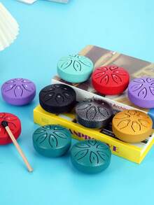 5件套迷你3英寸仙舌鼓套装，碳钢手鼓，雨鼓，打击乐器，便携式迷你铁鼓，适合初学者，鼓玩具，乐器，音乐制作，音乐，鼓，打击乐器 - 彩色 - 查看 11