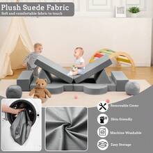 Sofá modular infantil de 12 piezas: sofá de juegos creativo y versátil para el dormitorio y la sala de juegos. Perfecto para jugar y decorar. - Gris oscuro - Ver 6