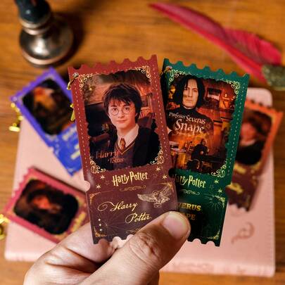 Harry Potter 1个哈利波特亚克力票根钥匙扣，创意人物特写，哈利、赫敏和马尔福，收藏级吊坠配饰，完美适用于钥匙扣、包包、背包装饰，毕业礼物、生日派对礼物