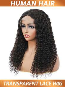 13x4蕾丝前额水波纹假发，带婴儿发，透明蕾丝前额波浪假发，预先拔毛，自由分缝，女士假发，180%密度 - Natural Black - 查看 3