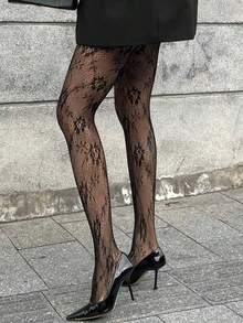 1 Pair Women's Floral Mesh Stockings, Slim Fit Comfortable Fashionable Sexy Unique, Suitable For Daily Wear, Work Commute And Outings - Multicolor - View 22