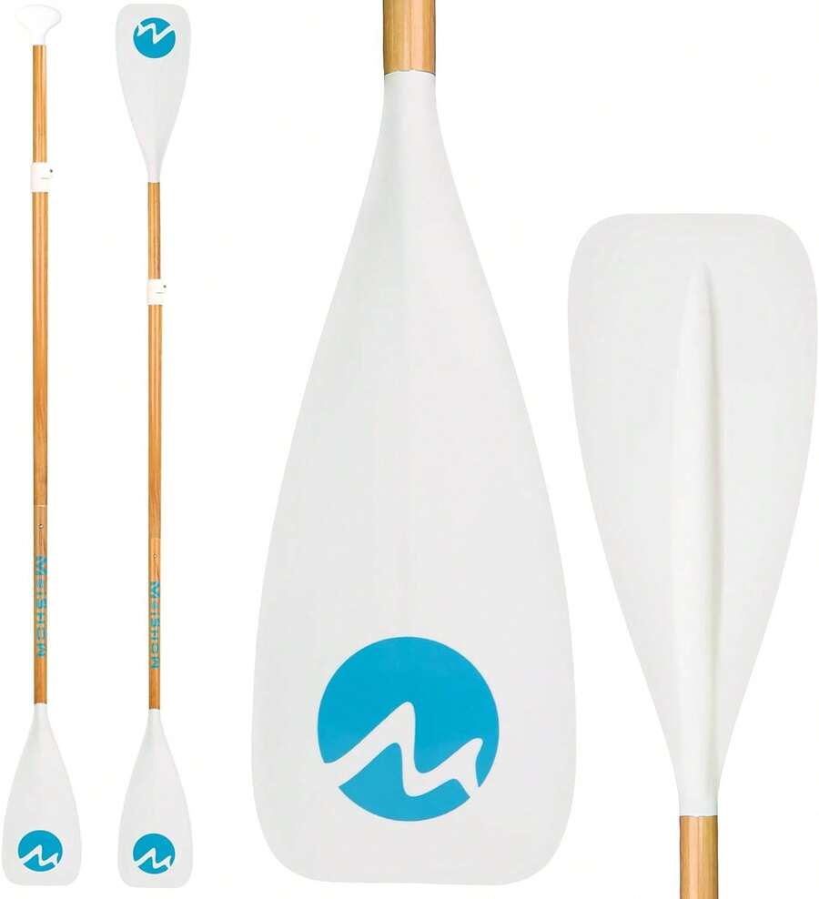 Paddle Board Paddle, 4-Piece Adjustable Floating Aluminum Paddleboard Oar, Detachable Kayak Paddle - E: Lake Blue - View 1