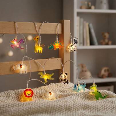 1 Dây đèn LED hỗn hợp chủ đề thế giới động vật, đèn trang trí tiệc theo chủ đề động vật, đèn độc đáo sáng tạo, phù hợp cho người yêu động vật, trang trí tiệc sinh nhật, trang trí phòng ngủ trong nhà.