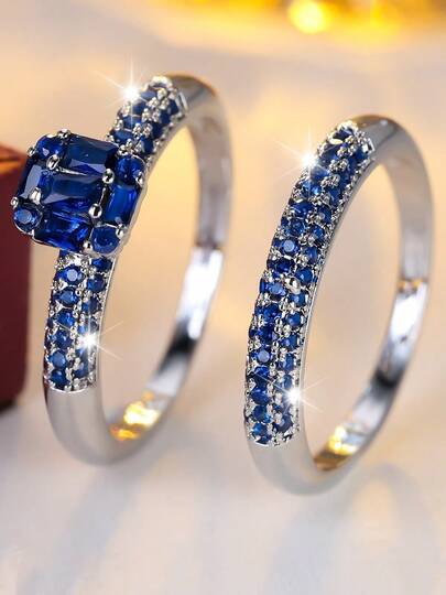 一套复古宫廷风格戒指，订婚/结婚纪念戒指，精致百搭叠戴戒指