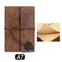 1pc Vintage PU Leather A7 Maple Leaf Spiral Notebook, Distressed Style With Strap, 3-Fold Loose-Leaf Diary Journal For Students, Learning, Travel, Stamping, Note-Taking - Notebook - View 16