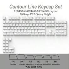 白色轮廓线键帽，Cherry 原厂高度，字体和线条更亮，Wooting，ROG 机械键盘 DIY，侧印 RGB 透光，热升华 PBT 材质，适用于 61/68/75/87/98/99/100/104/108 键键盘 - 查看 8
