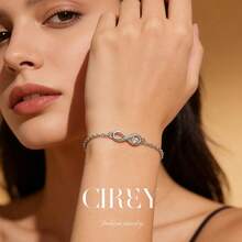 CIREY 1 chiếc vòng tay tình yêu vô cực đính đá tháng 12, vòng tay hình trái tim mạ zirconia, kiểu dáng sang trọng, thích hợp làm quà tặng ngày lễ. - Vàng trắng, đá sinh tháng - Xem 6