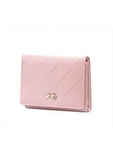 Bowknot Accent Minimalist Tri-Fold Women Wallet Multiple Card Slots Cute Cat Ear Design PU Snap Button Short-Style For Students Birthday Pink Bag Christmas Gifts Gift Thanksgiving For Women Wallet Purse Wallet Small Wallet - Hồng - Xem 2