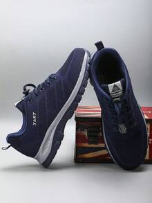 高品质男士休闲运动鞋,时尚网面鞋,男士运动鞋,户外运动鞋,户外公路跑鞋,徒步鞋,轻便百搭,时尚休闲鞋,高弹中底,不易疲劳,符合人体工学设计,男士通勤鞋,纯色蓝/黑面料,透气软底运动健行鞋,生日礼物,极其舒适,适合日常步行和徒步,尺码 39-47(手绘鞋底,批次不规则) - 藍色 - 查看 10