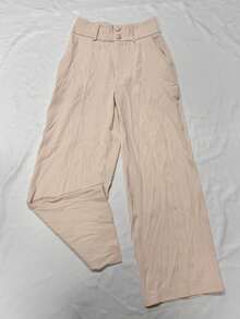 Pantalones de pierna ancha de moda para mujer, versátiles y elegantes de estilo europeo - Caqui - Ver 1