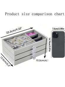 1pc 3-Layer Jewelry Storage Box, Earring Ring Bracelet Display Case - Jewelry Box - View 9