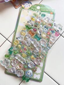 闪亮3D浮雕贴纸 纯色卡通动物水晶手机壳装饰贴纸 - 彩色 - 查看 19