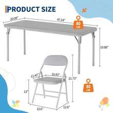 Juego de mesa y sillas plegables ultrasuaves y acolchadas de 5 piezas para niños – Muebles portátiles para actividades infantiles – Plegables para sala de estudio, comedor, guardería. - Gris - Ver 6