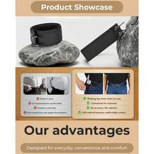 4条男士腰带 | 无扣，战术金属钩，可调节松紧带，编织尼龙，不锈钢扣 - 4條無扣腰帶,黑色 - 查看 7