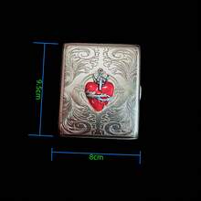 手工复古3D荆棘心形雕刻香烟盒，便携式收纳盒，吸烟配件，送给男友、女友、闺蜜的节日礼物 - 銀色 - 查看 4