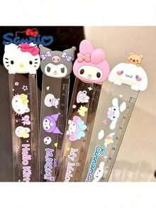SANRIO 三件套三丽鸥卡通尺套装：5.91英寸可爱塑料尺，多功能设计，可收纳化妆品、小工具、餐具，耐用笔筒和收纳盒，是学校、办公室、宿舍、化妆品、护肤品和办公用品的理想之选。印有Hello Kitty、Kuromi和朋友们的图案——非常适合学校和办公室使用。 - 多色 - 查看 3