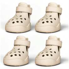 QILP Dog Shoes: Non- Of Als For Hot Pavement Breathable Perforated Boo Large/Medium/Small Si Ideal Paw Tec Outdoor Clog Booties Beige Size 5 - 米色 - 查看 7