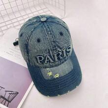 1PC Hat Women's Baseball Cap Spring Summer Washed Denim Hole Letter Baseball Cap Big Head Circumference Exposed Face Small Sunshade Soft Top Hat Men's - màu xanh nhạt - Xem 10