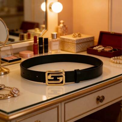 1 chiếc thắt lưng khóa vuông màu vàng, thắt lưng thời trang nữ, thắt lưng thanh lịch dành cho phái nữ, quà tặng cho phái nữ, phù hợp với váy và quần jeans.