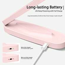 1pc Rechargeable Foldable LED Desk Lamp, Small Night Light, Touch Control, Student Eye-Care Study Lamp, Handheld, Bedroom, Dorm, Outdoor, Travel, Gift - Pink - View 3