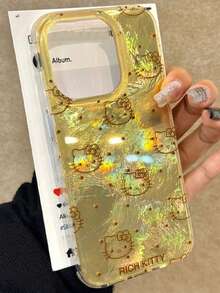 SANRIO 1个全新闪亮波点Hello Kitty冰川图案手机壳，时尚百搭，适用于iPhone 11/12/12 Pro、13/14/15、13 Pro/14 Pro/15 Pro、12 Pro Max/13 Pro Max/14 Pro Max/15 Pro Max、16、16 Pro、16 Pro Max、17、17 Pro、17 Pro Max，卡通少女设计，IMD防震 - 彩色 - 查看 2