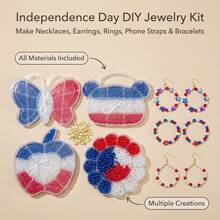 Bộ dụng cụ tự làm trang sức đính hạt mới cho ngày Quốc khánh 4 tháng 7, tự tay làm nhiều loại vòng cổ, vòng tay, nhẫn. - Nhiều màu - Xem 2