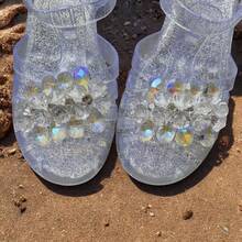 1pc Handmade Glass & Acrylic Rhinestone Gradient Shiny Detachable Shoe Flower Decoration, Suitable For Sandals With Small Holes (Shoes Not Included) - Clear - View 2