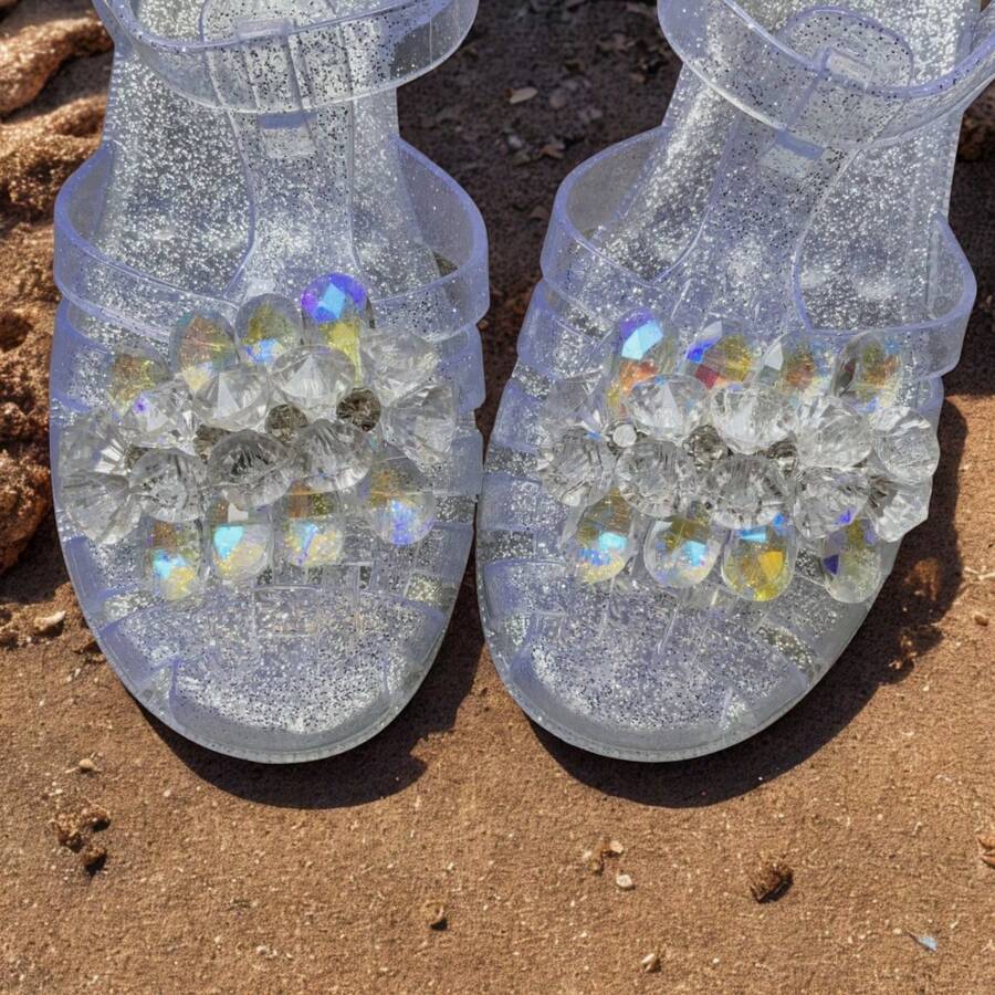 1pc Handmade Glass & Acrylic Rhinestone Gradient Shiny Detachable Shoe Flower Decoration, Suitable For Sandals With Small Holes (Shoes Not Included)