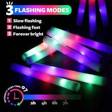 24/30/42/50pcs LED Light Up Sticks - 3 Modes, White Glow Foam Flashing Batons For Party, Wedding, Birthday, Concert, Christmas, Halloween - Multicolor - View 11