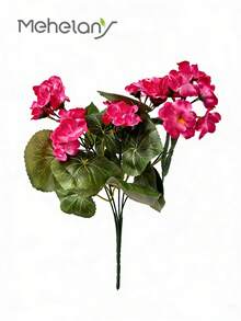 MEHELANY 10/5/1 株仿真玫瑰红天竺葵花，丝质天竺葵花，抗紫外线户外灌木植物，适用于门廊、花园、窗台花箱、家居婚礼装饰，也适用于室内桌面、户外花盆、吊篮、派对和新年装饰 - 玫紅色 - 查看 9