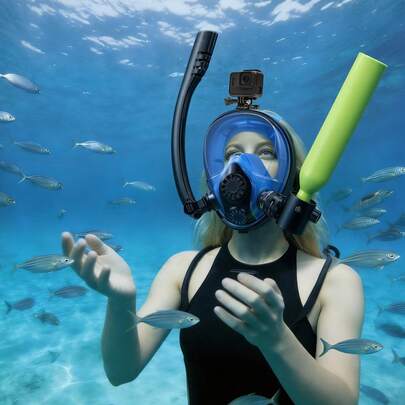 Mini Scuba Tank, 0.5L Portable Diving Tank For Underwater Breathing, Reusable Lung Diving Cylinder Up To 10 Minutes Dive Time, Emergency Rescue Pony Bottle With Refill Adapter For Snorkeling