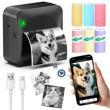 Mini Printer, Portable Inkless Thermal Printer, Suitable For Photos, Diaries, Notes And Memos, Home, School, Office And Creative Organization - Multicolor - View 2