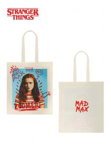 Netflix 1PC Stranger Things Officially Licensed Handbag Retro Style Shoulder Tote Bag Cartoon Character Crossbody Purse Featuring Max Eleven Demogorgon Sturdy Material For Casual Wear And Collection Perfect Gift For Fans - Multicolor - View 2