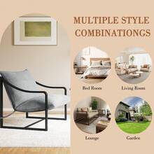 1pc/2pcs Modern Accent Chair, Metal Frame Reading Chair with Armrest and Soft Foam Cushion Decorative Chair, 280 Lbs Upholstered Sling Chairs for Living Room, Bedroom and Lounge - 2 piezas - Ver 9
