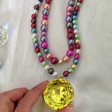 多层夸张心形串珠项链，时尚优雅可爱紫色女士创意颈链，派对礼物 - 紫鑽 - 查看 7