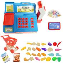 适合3岁以上儿童的玩具收银机，女孩角色扮演收银员玩具，逼真的收银台玩具套装（不含电池） - 彩色 - 查看 12